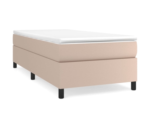 vidaXL atsperu gulta ar matraci, kapučīno, 80x200 cm, mākslīgā āda