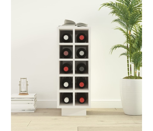 vidaXL vīna pudeļu plaukts, balts, 23x34x61 cm, priedes masīvkoks