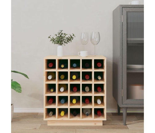 vidaXL vīna pudeļu plaukts, 55,5x34x61 cm, priedes masīvkoks