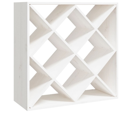 vidaXL vīna pudeļu plaukts, balts, 62x25x62 cm, priedes masīvkoks