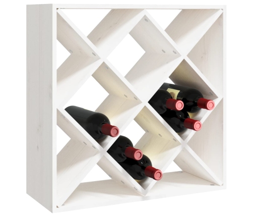 vidaXL vīna pudeļu plaukts, balts, 62x25x62 cm, priedes masīvkoks