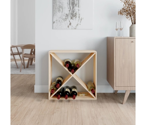 vidaXL vīna pudeļu plaukts, 62x25x62 cm, priedes masīvkoks