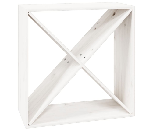 vidaXL vīna pudeļu plaukts, balts, 62x25x62 cm, priedes masīvkoks