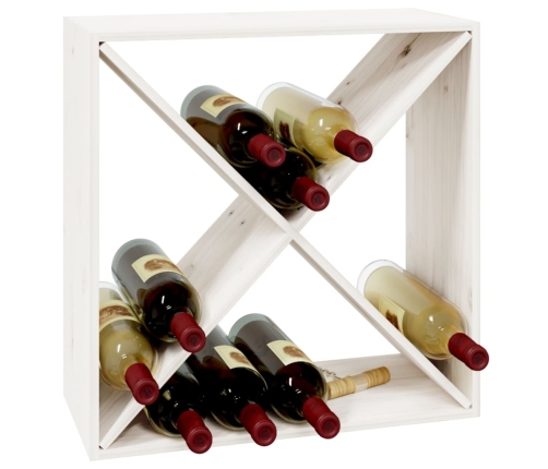 vidaXL vīna pudeļu plaukts, balts, 62x25x62 cm, priedes masīvkoks