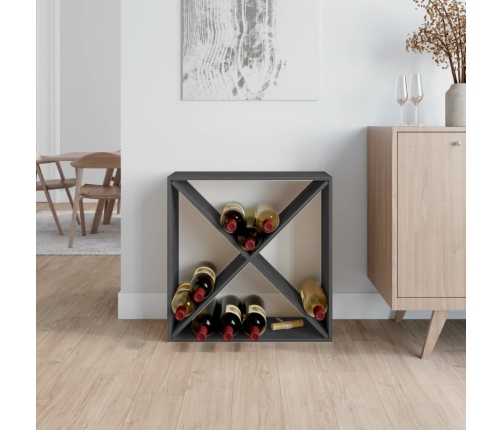 vidaXL vīna pudeļu plaukts, pelēks, 62x25x62 cm, priedes masīvkoks