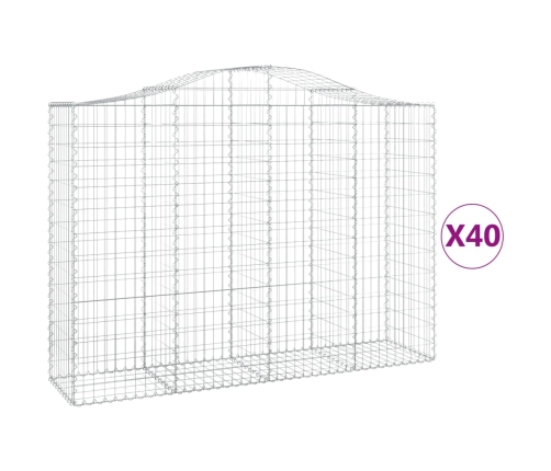 vidaXL arkveida gabiona grozi, 40gb., 200x50x140/160cm, cinkota dzelzs