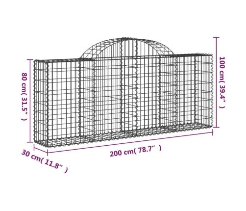 vidaXL arkveida gabiona grozi, 8 gb., 200x30x80/100 cm, cinkota dzelzs