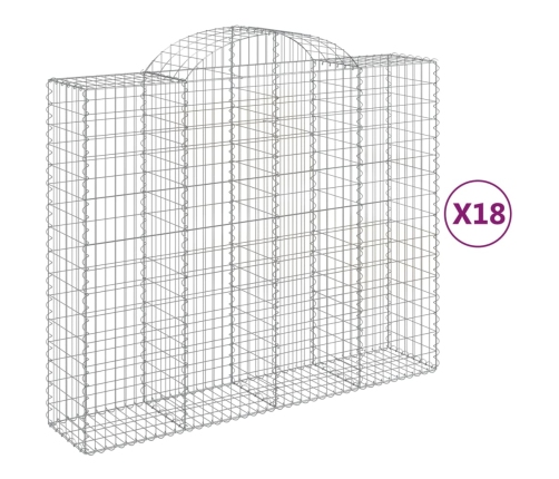 vidaXL arkveida gabiona grozi, 18gb., 200x50x160/180cm, cinkota dzelzs