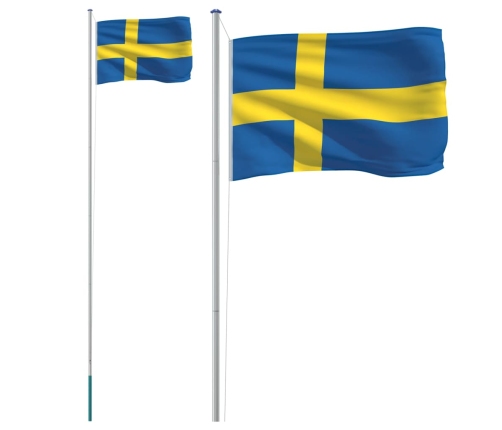 vidaXL Zviedrijas karogs un masts, 6,23 m, alumīnijs