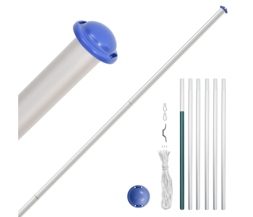 vidaXL Zviedrijas karogs un masts, 6,23 m, alumīnijs