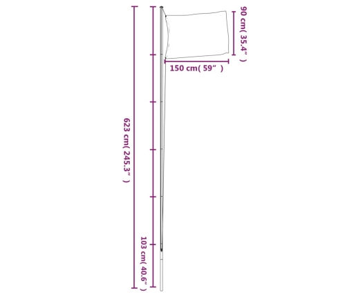 vidaXL Zviedrijas karogs un masts, 6,23 m, alumīnijs