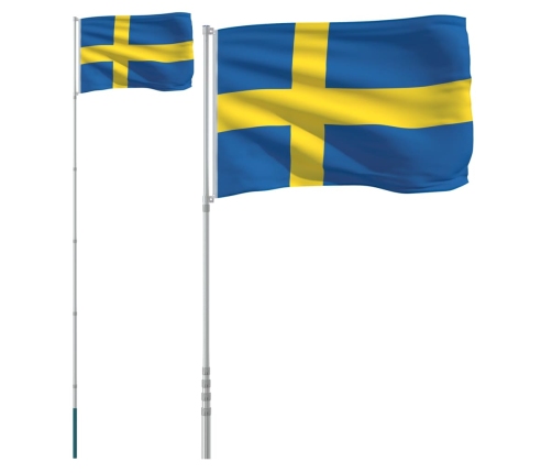 vidaXL Zviedrijas karogs un masts, 5,55 m, alumīnijs