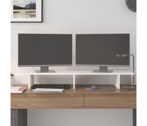 vidaXL monitora paliktnis, balts, 100x27x15 cm, priedes masīvkoks