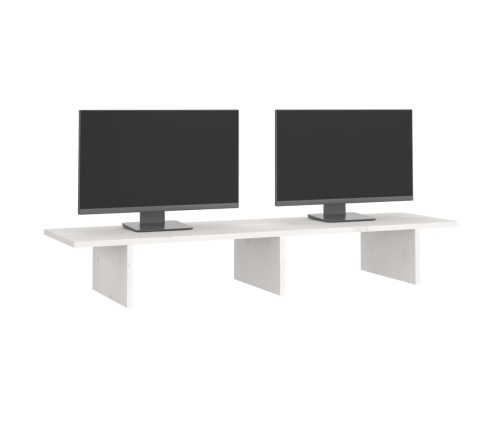 vidaXL monitora paliktnis, balts, 100x27x15 cm, priedes masīvkoks