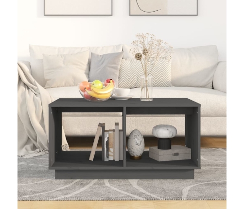 vidaXL kafijas galdiņš, pelēks, 80x50x40 cm, priedes masīvkoks