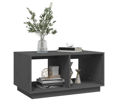 vidaXL kafijas galdiņš, pelēks, 80x50x40 cm, priedes masīvkoks