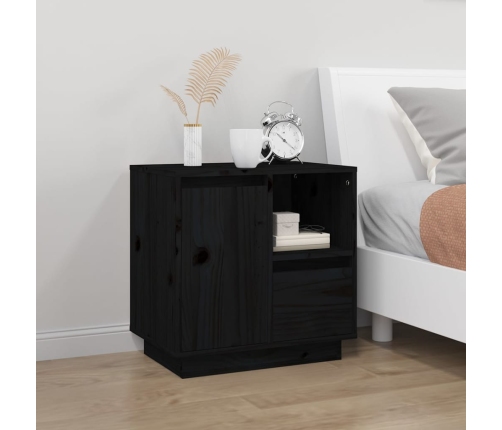 vidaXL naktsskapīši, 2 gab., melni, 50x34x50 cm, priedes masīvkoks