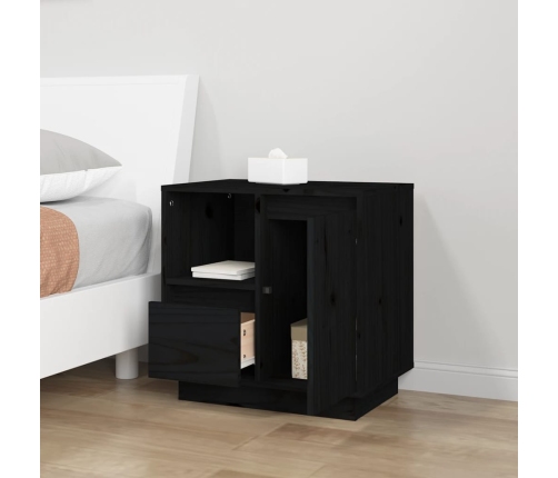 vidaXL naktsskapīši, 2 gab., melni, 50x34x50 cm, priedes masīvkoks