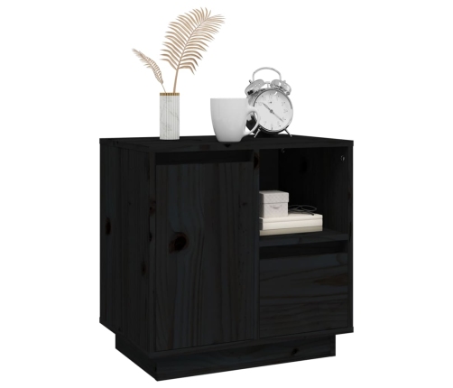 vidaXL naktsskapīši, 2 gab., melni, 50x34x50 cm, priedes masīvkoks