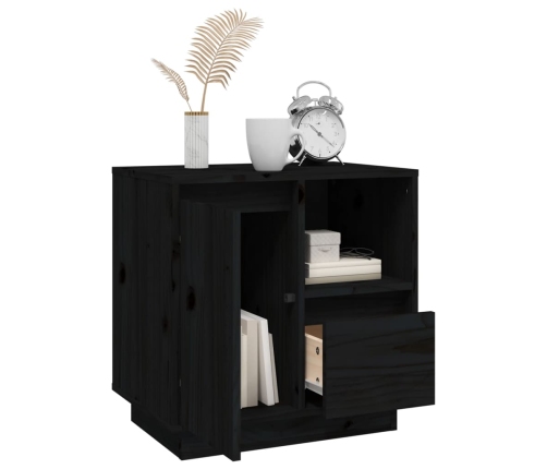 vidaXL naktsskapīši, 2 gab., melni, 50x34x50 cm, priedes masīvkoks