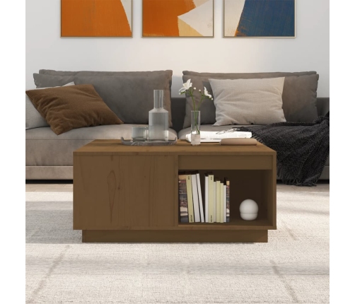 vidaXL kafijas galdiņš, medus brūns, 80x81x36,5 cm, priedes masīvkoks