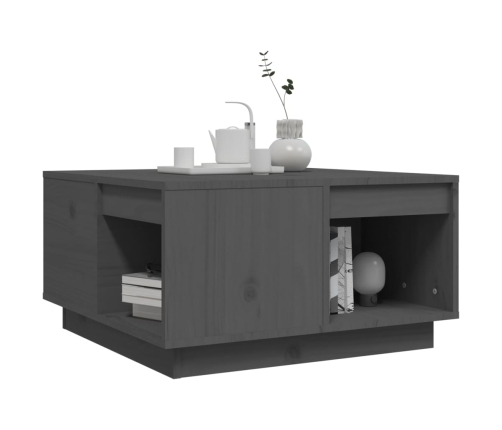 vidaXL kafijas galdiņš, pelēks, 60x61x32,5 cm, priedes masīvkoks