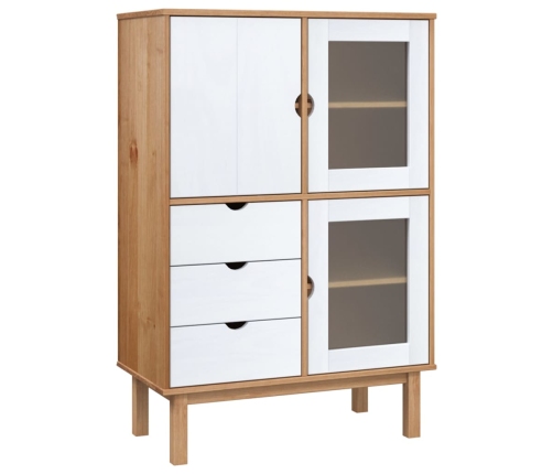 vidaXL augstais skapītis OTTA, brūns, balts, 85x43x125 cm, priede