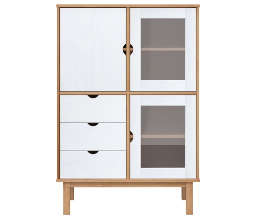 vidaXL augstais skapītis OTTA, brūns, balts, 85x43x125 cm, priede