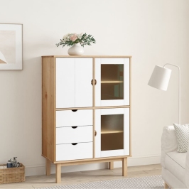 Augstais Skapītis Otta, Brūns, Balts, 85X43X125 Cm, Priede Vidaxl Augstais Skapītis Otta, Brūns, Balts, 85X43X125 Cm, Priede Vidaxl