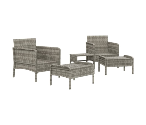 vidaXL 5-daļīgs dārza atpūtas mēbeļu komplekts ar matračiem, pelēks PE