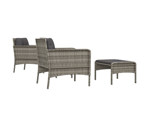 vidaXL 5-daļīgs dārza atpūtas mēbeļu komplekts ar matračiem, pelēks PE