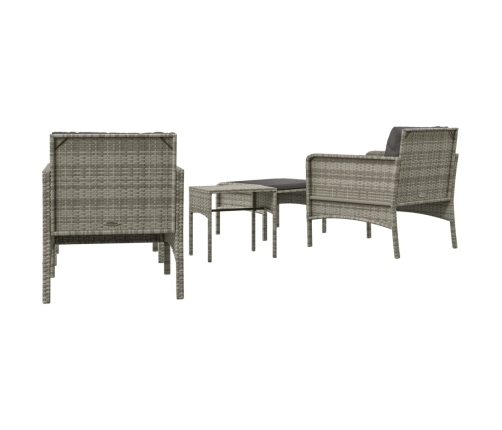 vidaXL 5-daļīgs dārza atpūtas mēbeļu komplekts ar matračiem, pelēks PE