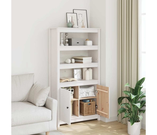 vidaXL augstais skapītis, balts, 80x35x154 cm, priedes masīvkoks