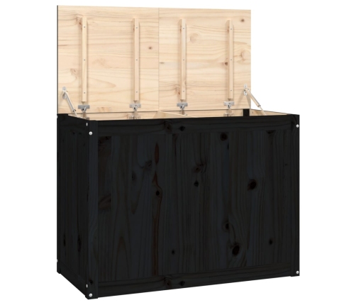 vidaXL veļas kaste, melna, 88,5x44x66 cm, priedes masīvkoks