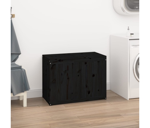 vidaXL veļas kaste, melna, 88,5x44x66 cm, priedes masīvkoks