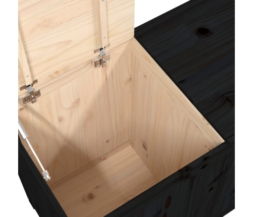 vidaXL veļas kaste, melna, 88,5x44x66 cm, priedes masīvkoks