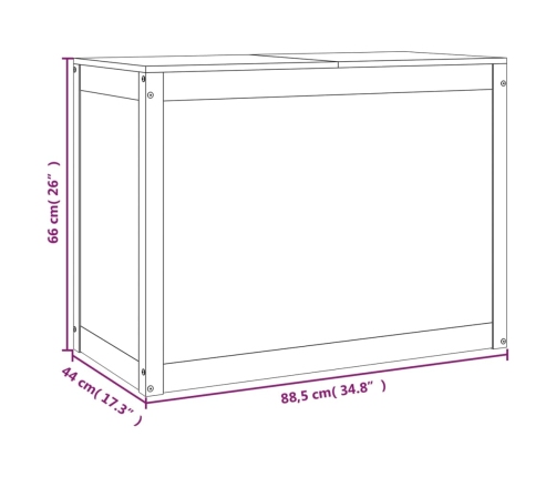 vidaXL veļas kaste, melna, 88,5x44x66 cm, priedes masīvkoks