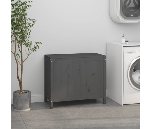 vidaXL veļas kaste, pelēka, 88,5x44x76 cm, priedes masīvkoks