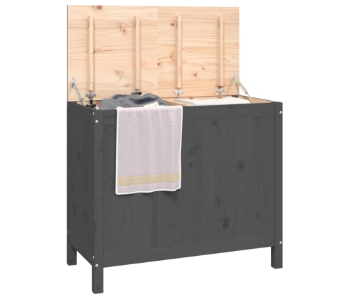 vidaXL veļas kaste, pelēka, 88,5x44x76 cm, priedes masīvkoks
