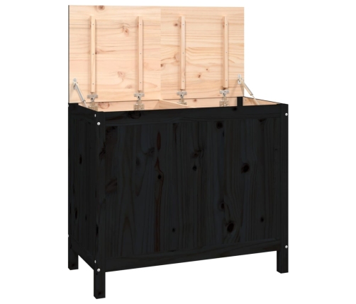 vidaXL veļas kaste, melna, 88,5x44x76 cm, priedes masīvkoks