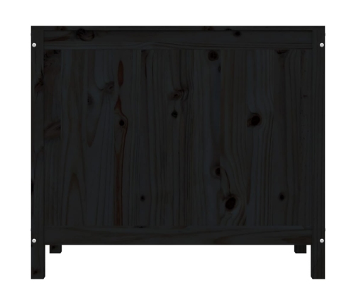 vidaXL veļas kaste, melna, 88,5x44x76 cm, priedes masīvkoks