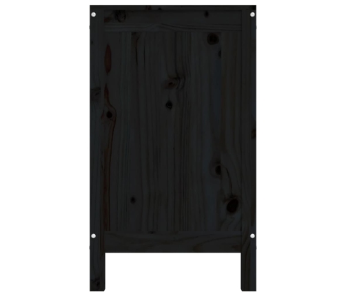 vidaXL veļas kaste, melna, 88,5x44x76 cm, priedes masīvkoks