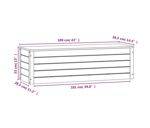 vidaXL uzglabāšanas kaste, 109x36,5x33 cm, priedes masīvkoks