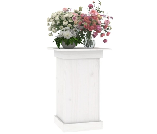 vidaXL puķu statīvs, balts, 40x40x60 cm, priedes masīvkoks