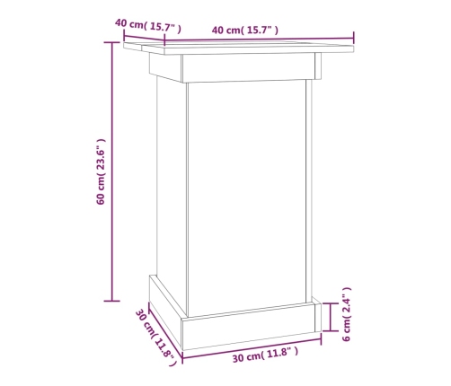 vidaXL puķu statīvs, balts, 40x40x60 cm, priedes masīvkoks
