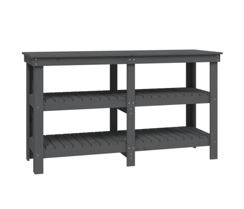 vidaXL darbagalds, pelēks, 142,5x50x80 cm, priedes masīvkoks