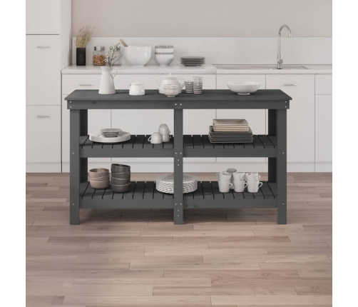 vidaXL darbagalds, pelēks, 142,5x50x80 cm, priedes masīvkoks