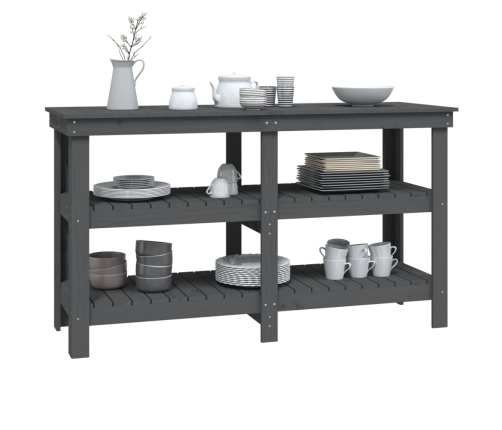 vidaXL darbagalds, pelēks, 142,5x50x80 cm, priedes masīvkoks