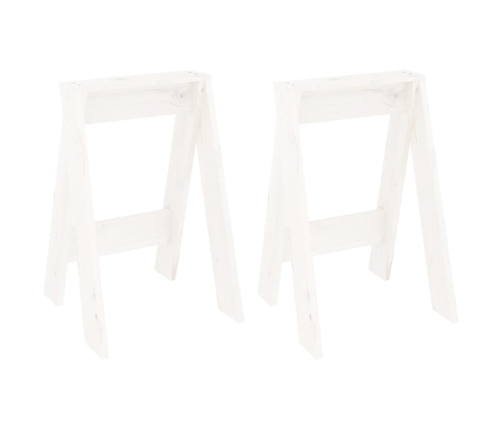 vidaXL taburetes, 2 gab., baltas, 40x40x60 cm, priedes masīvkoks