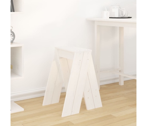 vidaXL taburetes, 2 gab., baltas, 40x40x60 cm, priedes masīvkoks